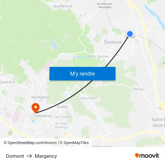 Domont to Margency map