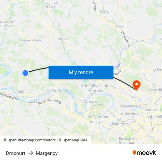 Drocourt to Margency map