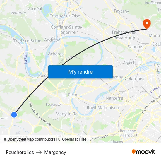 Feucherolles to Margency map