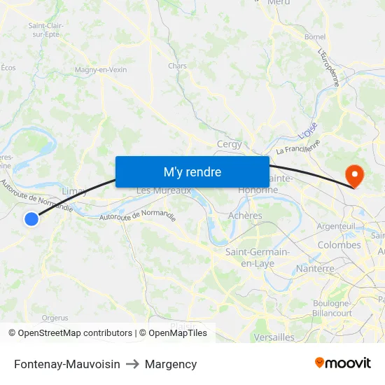 Fontenay-Mauvoisin to Margency map