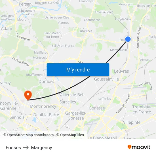 Fosses to Margency map