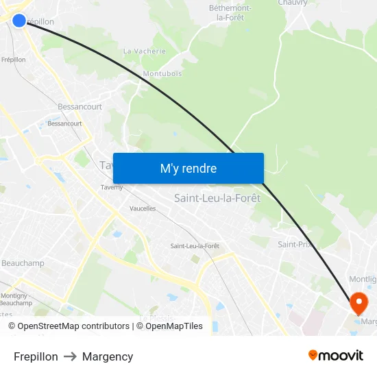 Frepillon to Margency map