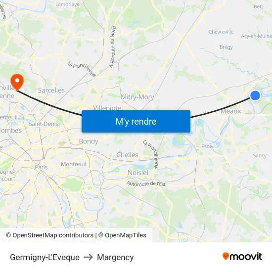 Germigny-L'Eveque to Margency map