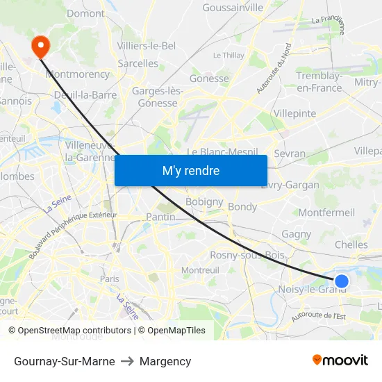Gournay-Sur-Marne to Margency map