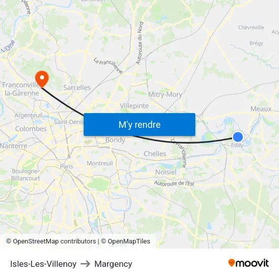 Isles-Les-Villenoy to Margency map