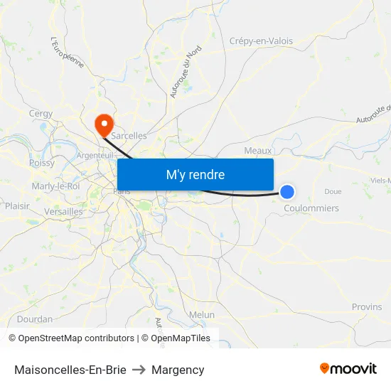Maisoncelles-En-Brie to Margency map