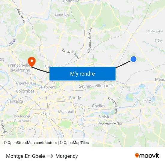 Montge-En-Goele to Margency map