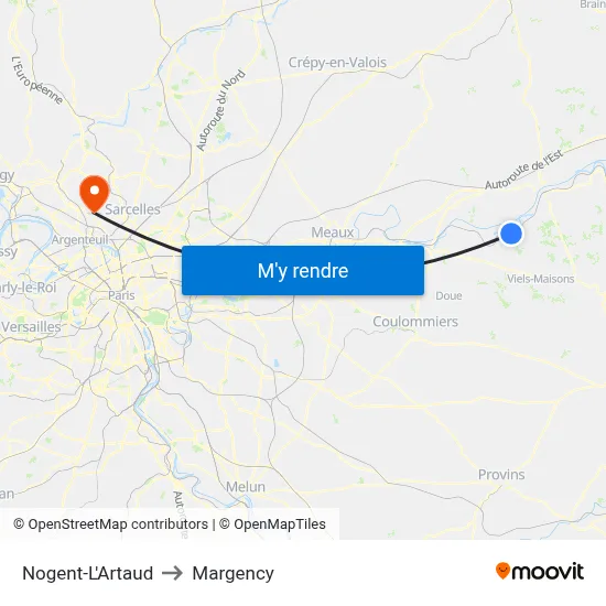 Nogent-L'Artaud to Margency map
