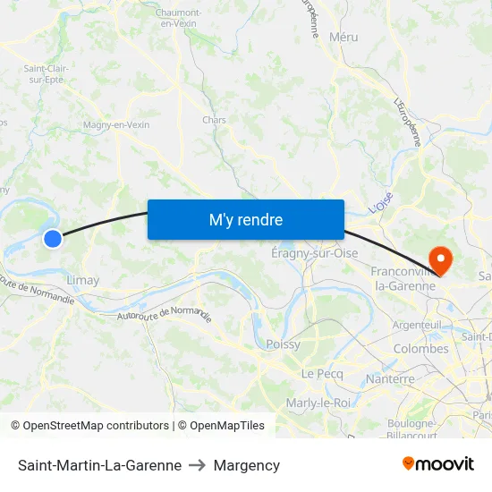 Saint-Martin-La-Garenne to Margency map