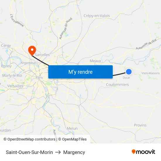 Saint-Ouen-Sur-Morin to Margency map