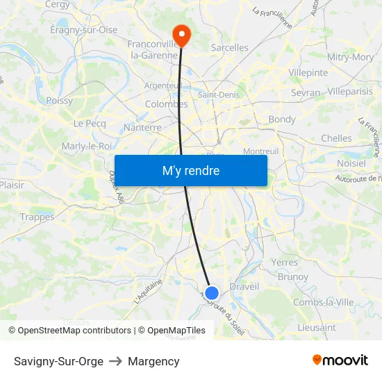 Savigny-Sur-Orge to Margency map