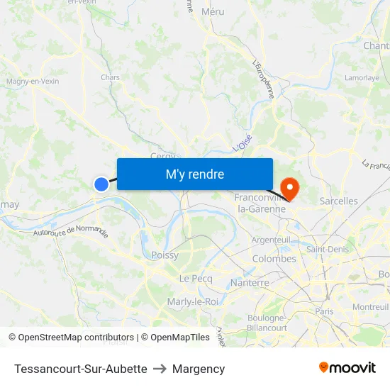 Tessancourt-Sur-Aubette to Margency map