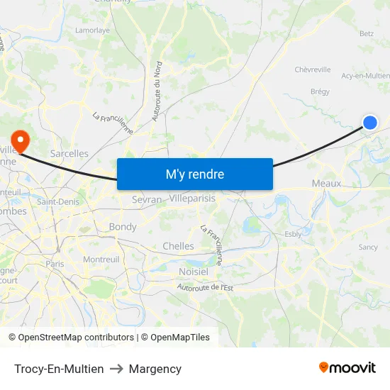Trocy-En-Multien to Margency map