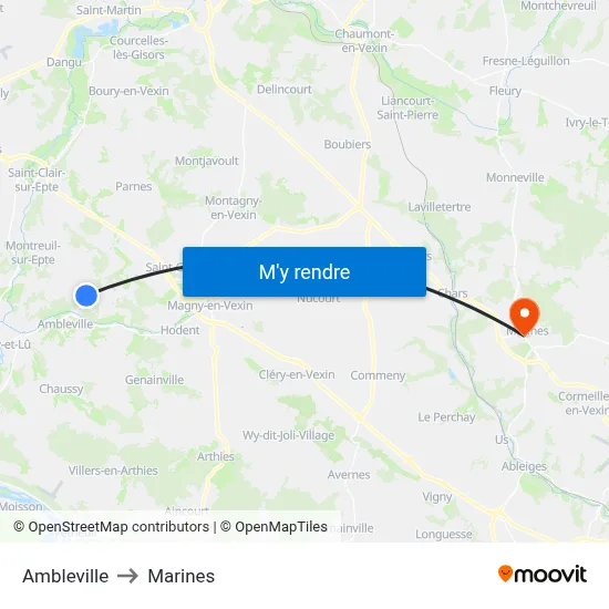 Ambleville to Marines map