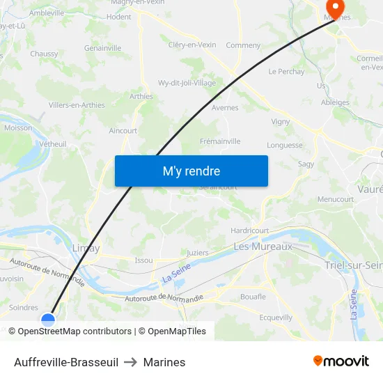 Auffreville-Brasseuil to Marines map