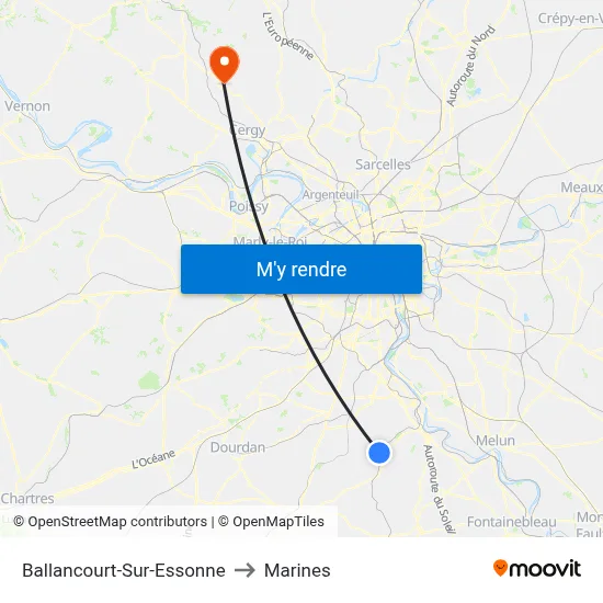 Ballancourt-Sur-Essonne to Marines map