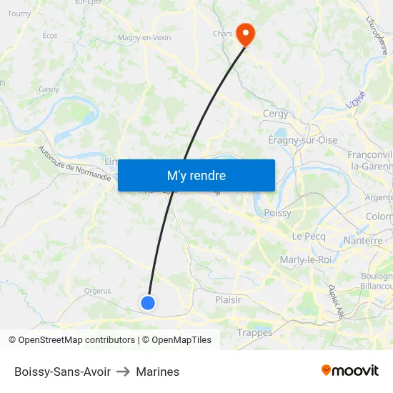 Boissy-Sans-Avoir to Marines map