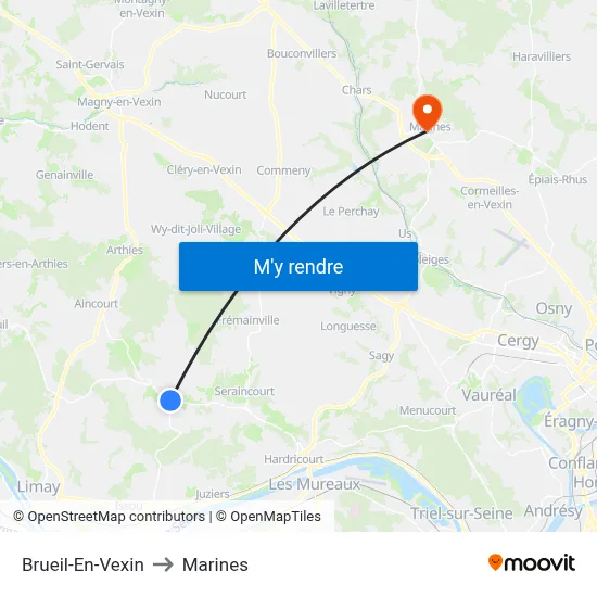 Brueil-En-Vexin to Marines map