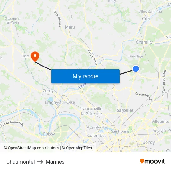 Chaumontel to Marines map