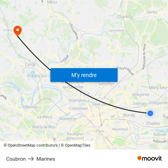 Coubron to Marines map
