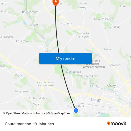 Courdimanche to Marines map