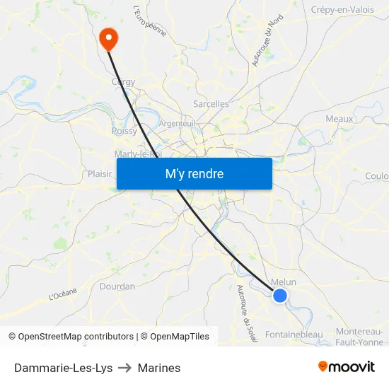 Dammarie-Les-Lys to Marines map