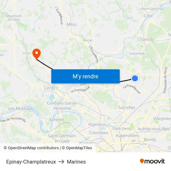 Epinay-Champlatreux to Marines map