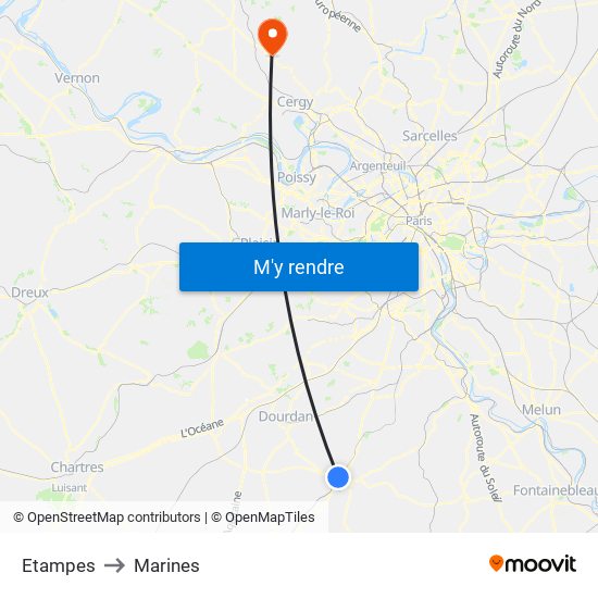 Etampes to Marines map