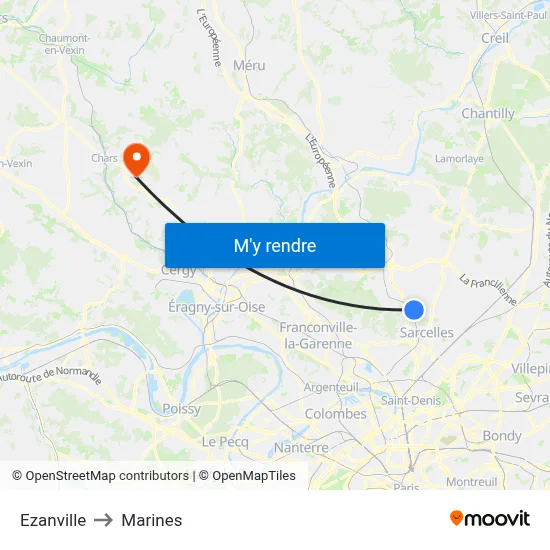 Ezanville to Marines map