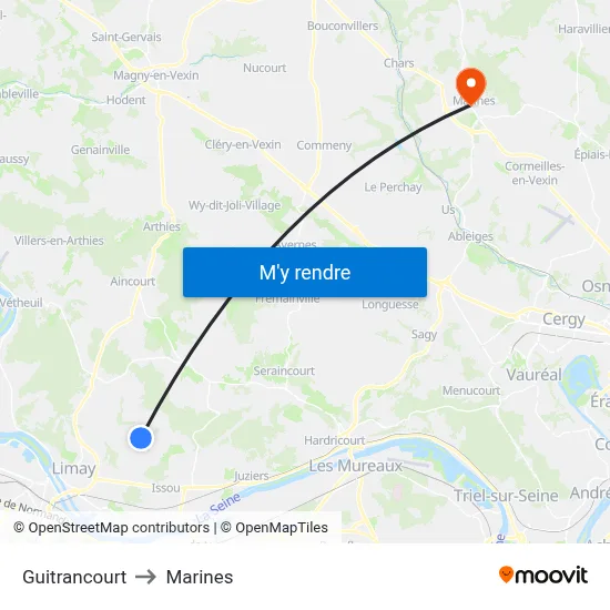 Guitrancourt to Marines map