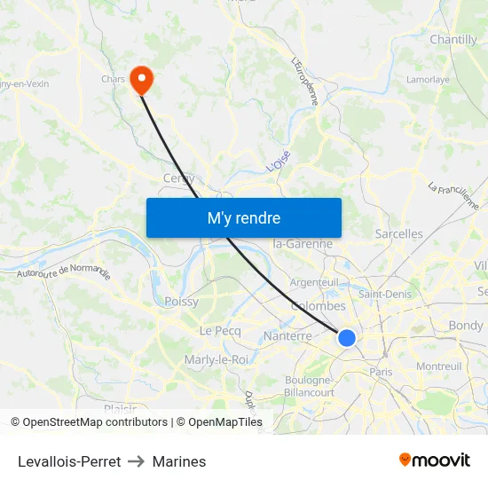 Levallois-Perret to Marines map