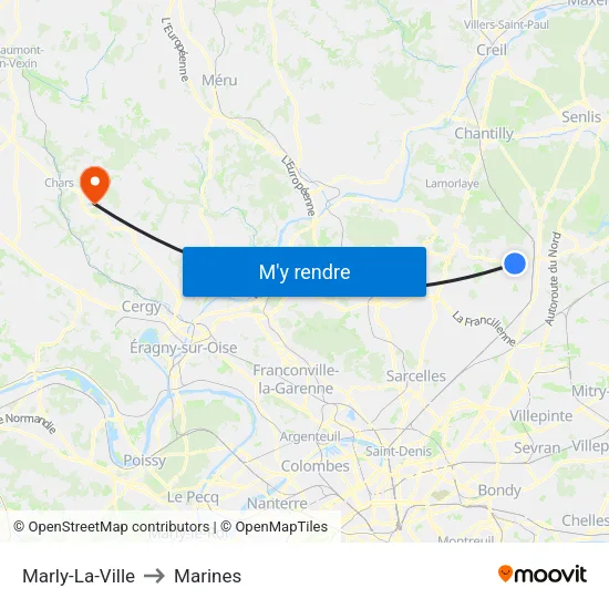 Marly-La-Ville to Marines map