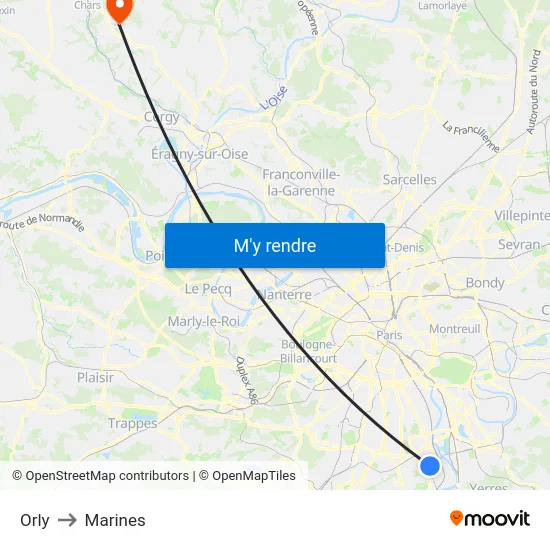 Orly to Marines map