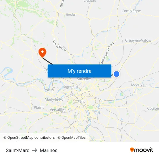 Saint-Mard to Marines map