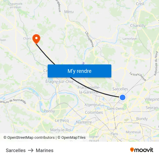 Sarcelles to Marines map