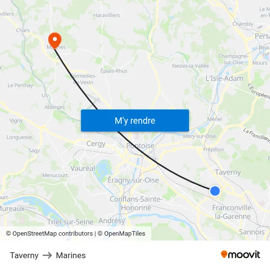 Taverny to Marines map