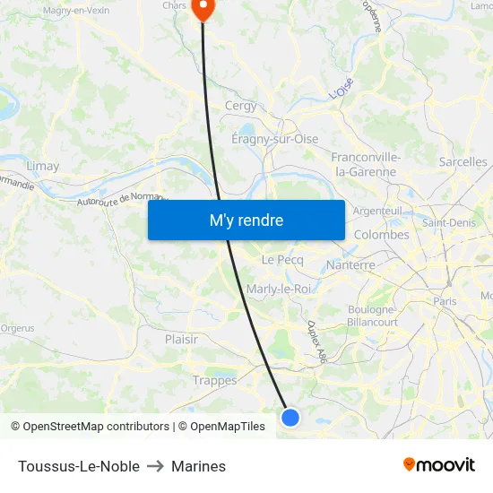 Toussus-Le-Noble to Marines map