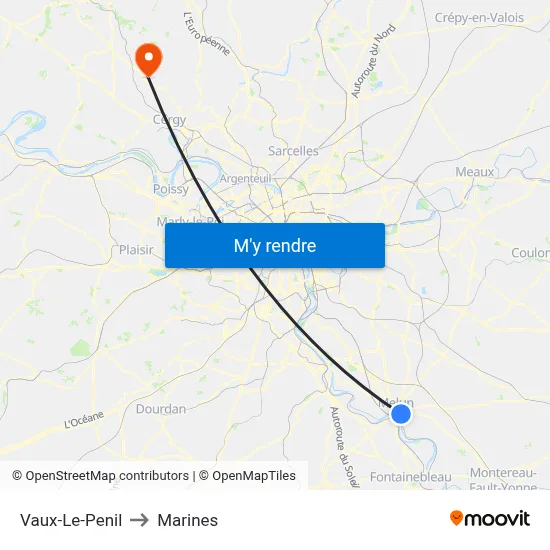 Vaux-Le-Penil to Marines map