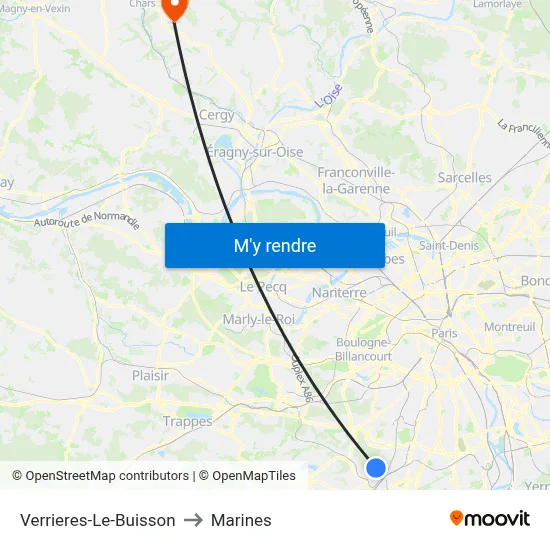 Verrieres-Le-Buisson to Marines map