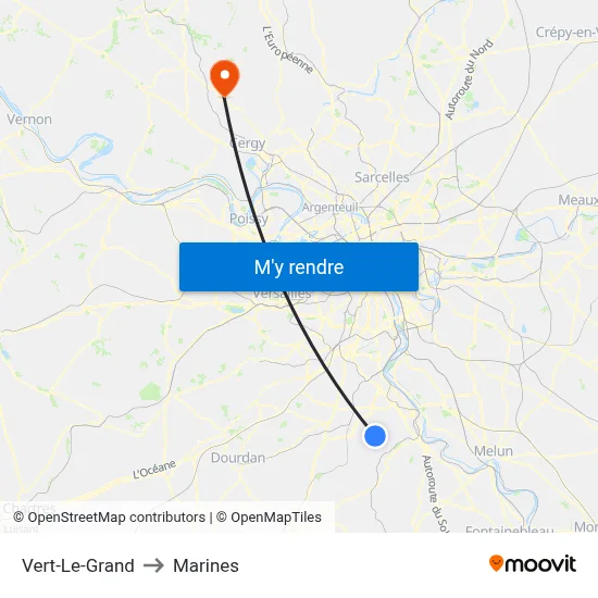 Vert-Le-Grand to Marines map