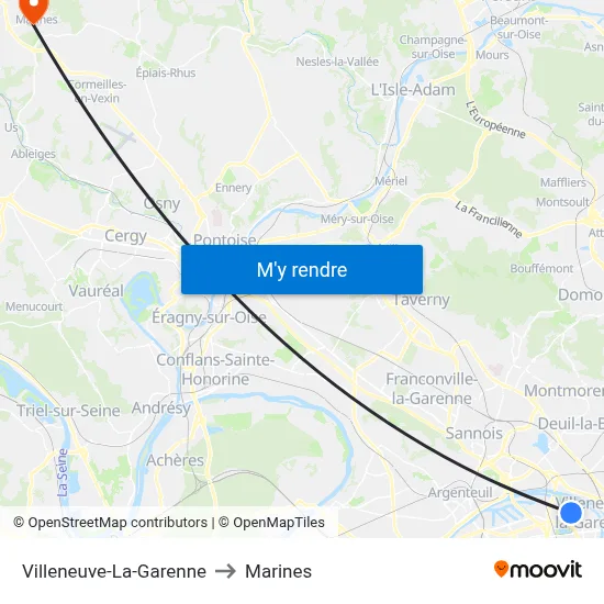 Villeneuve-La-Garenne to Marines map
