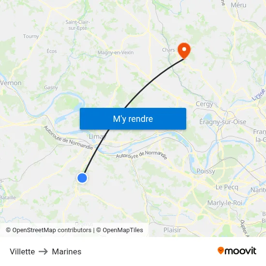 Villette to Marines map