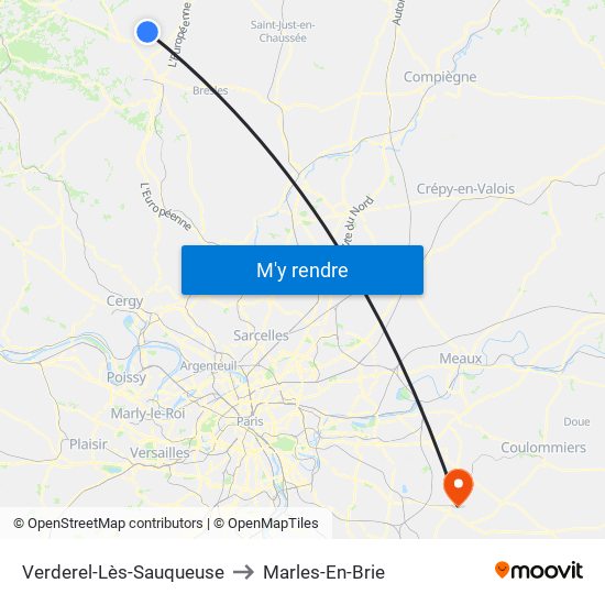 Verderel-Lès-Sauqueuse to Marles-En-Brie map