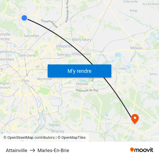 Attainville to Marles-En-Brie map
