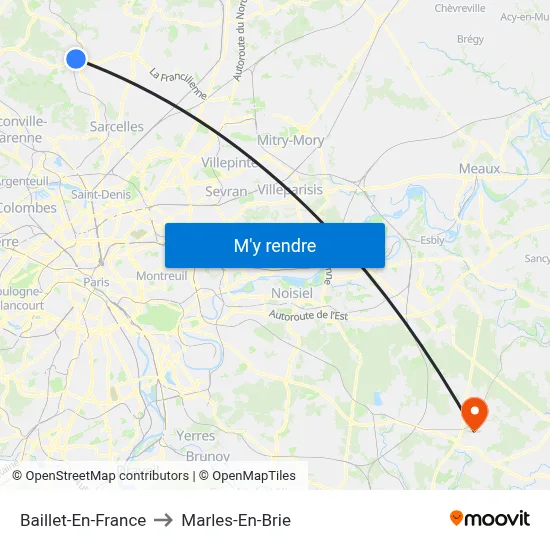 Baillet-En-France to Marles-En-Brie map