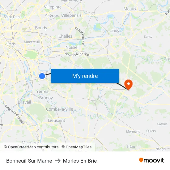 Bonneuil-Sur-Marne to Marles-En-Brie map