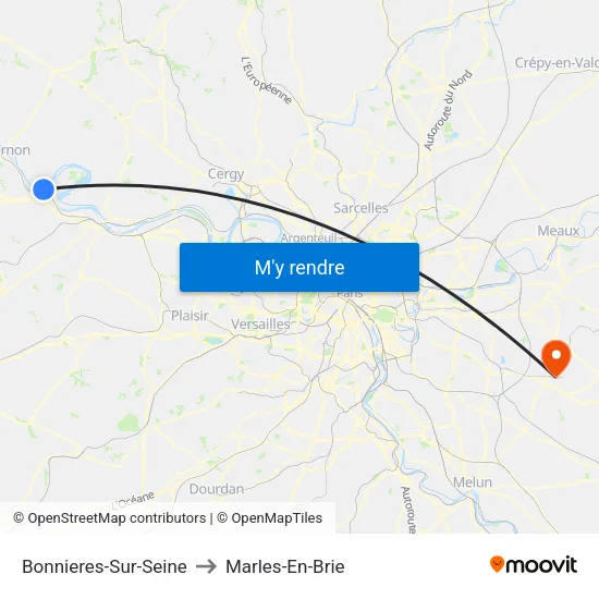 Bonnieres-Sur-Seine to Marles-En-Brie map