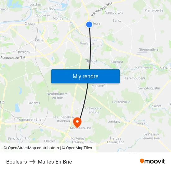 Bouleurs to Marles-En-Brie map