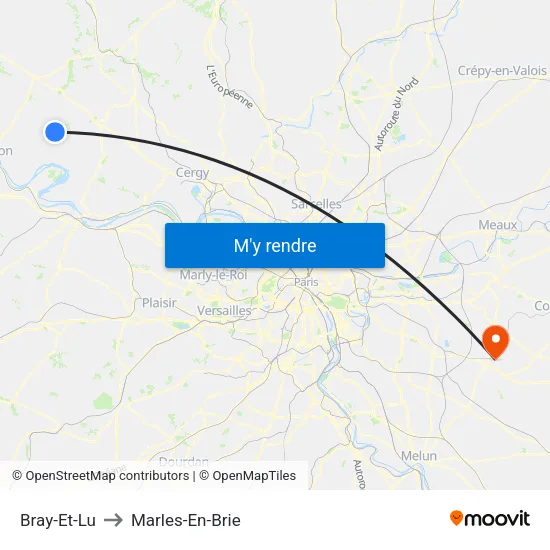 Bray-Et-Lu to Marles-En-Brie map