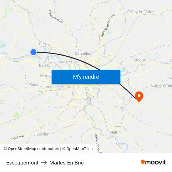 Evecquemont to Marles-En-Brie map